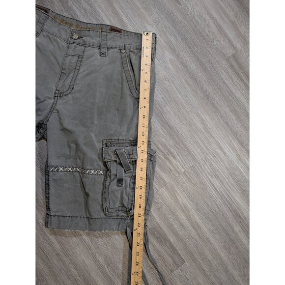 Rock Revival Cargo Shorts Men's 38 Gray Classic Thick Stitch Embroidered Utility - Picture 11 of 13